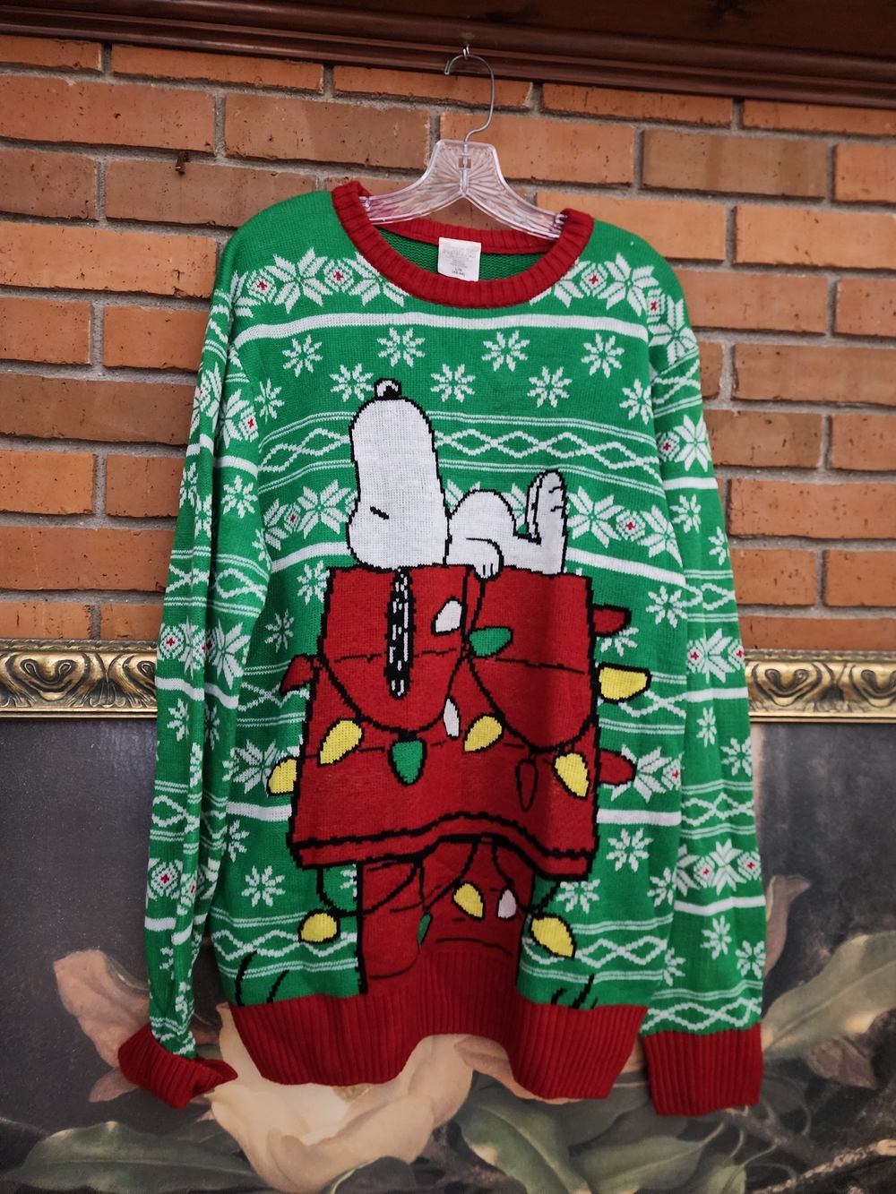 Peanuts Green & Red Snoopy Holiday Crewneck Sweater - Picture 2 of 9